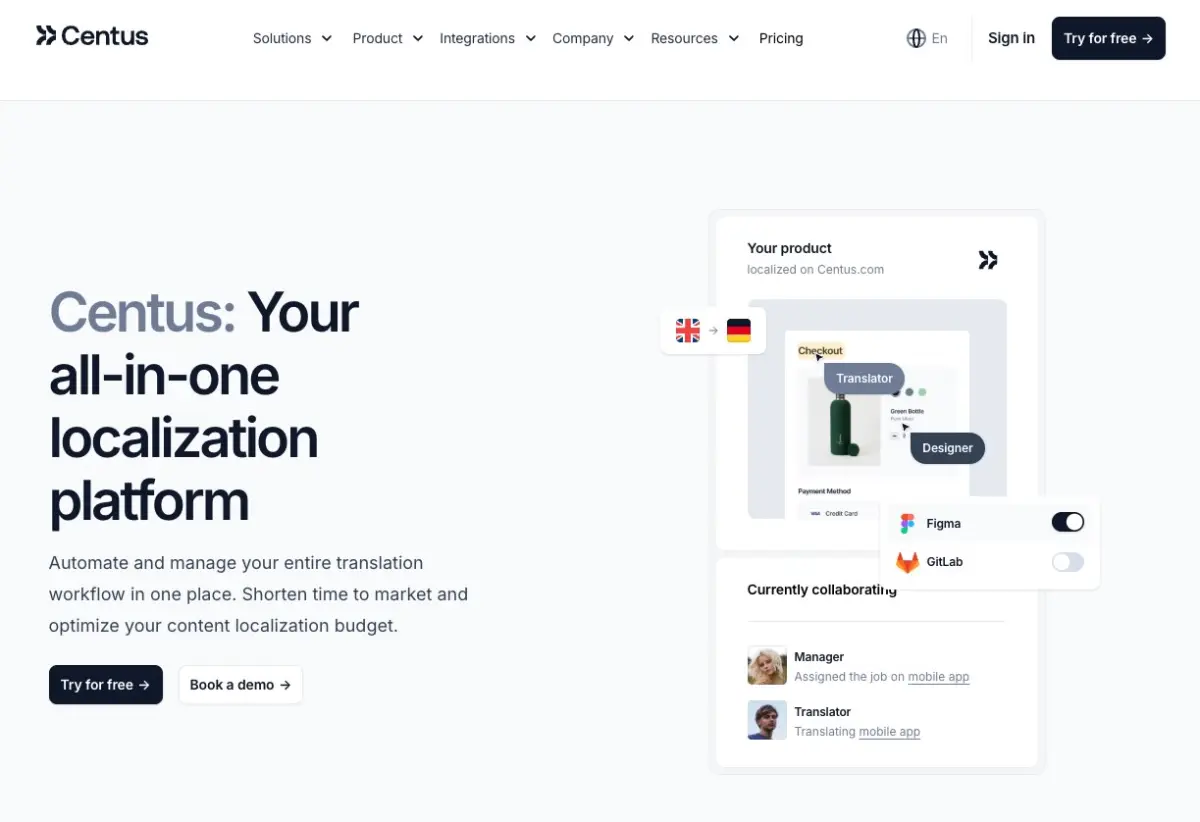 Centus mobile app localization tool