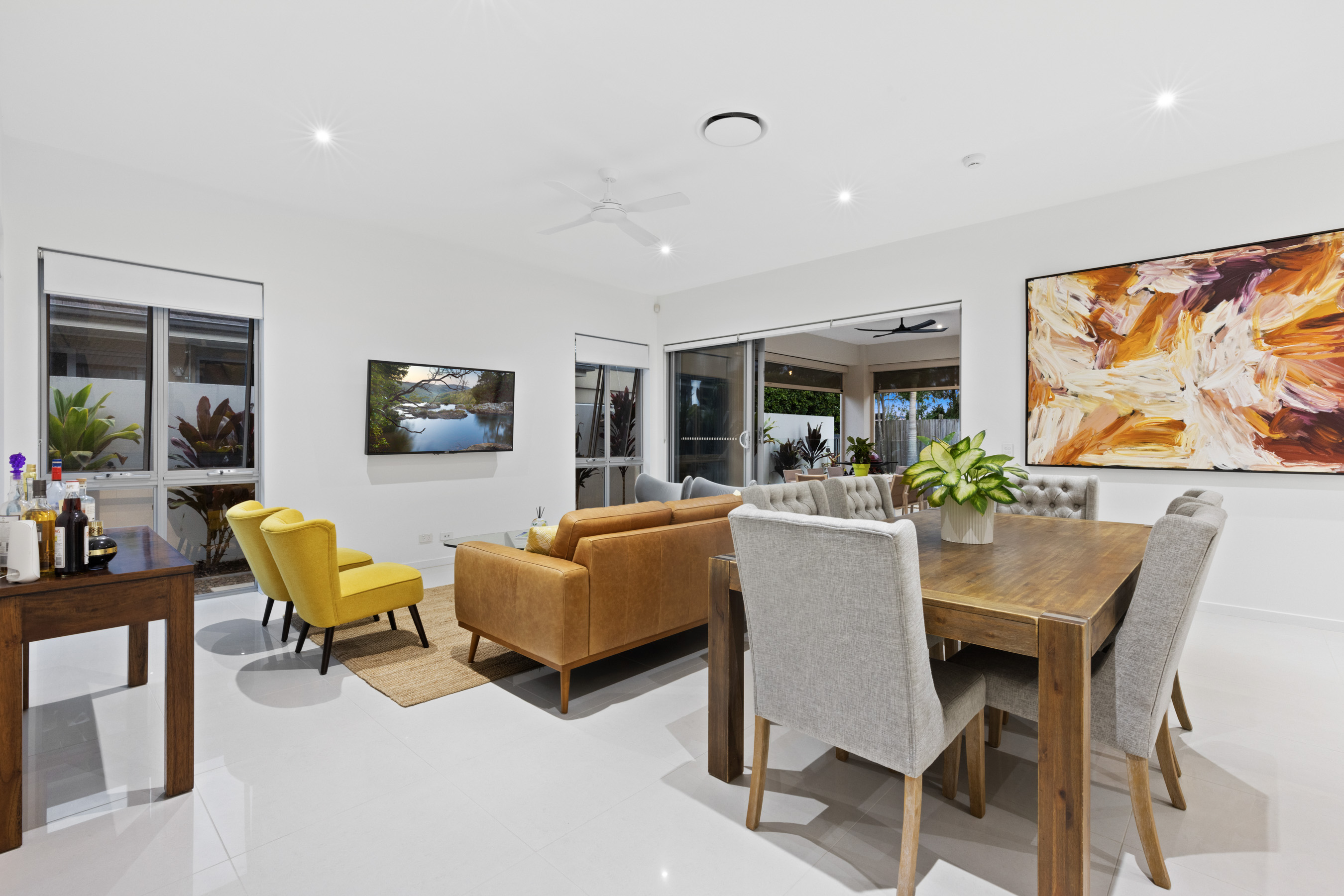 Open-plan living and dining area in a modern residential home