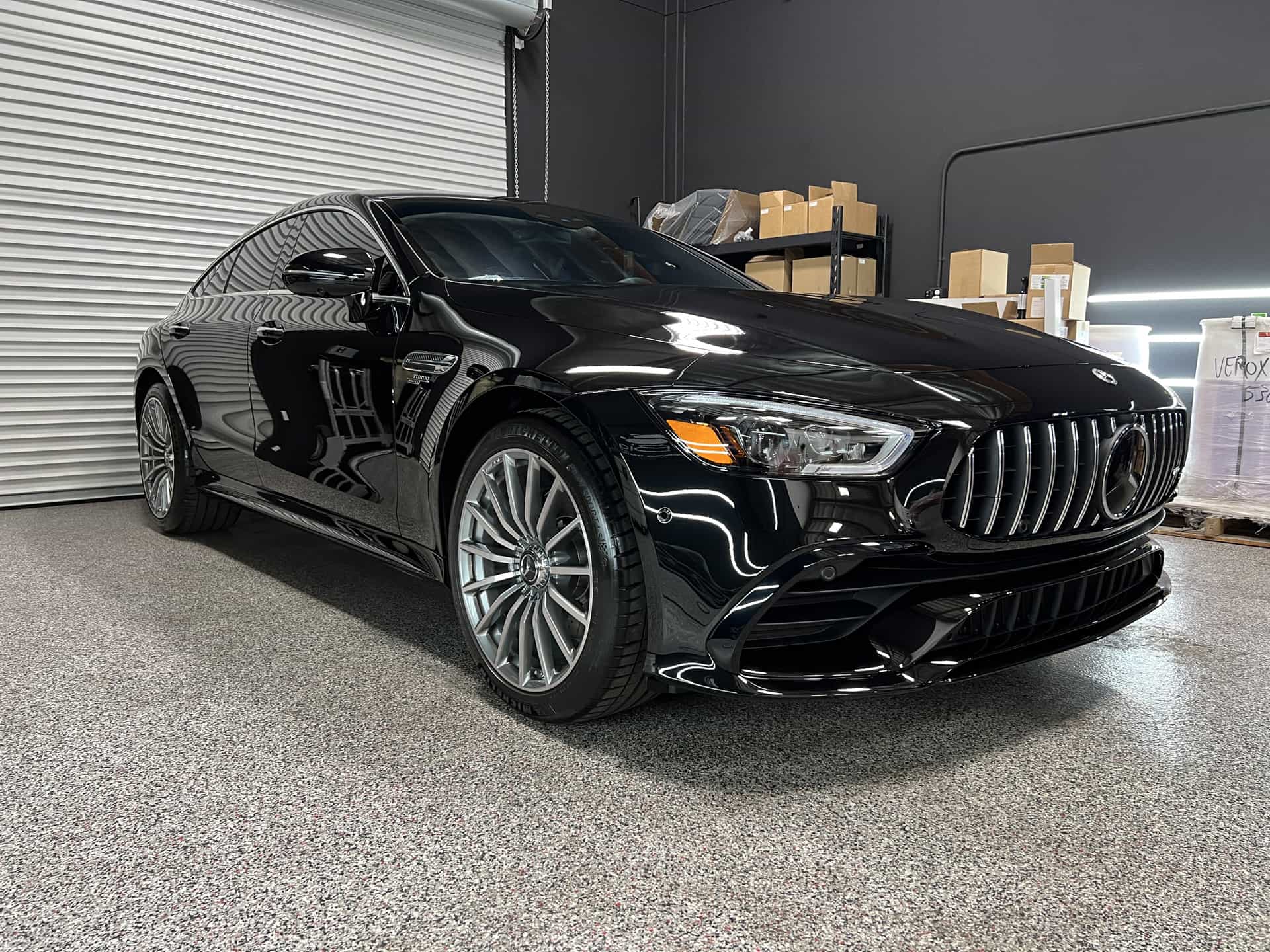 Black Mercedes CLA with paint correction, ceramic coating and window tint by Detail 2 U in Rancho Cucamonga