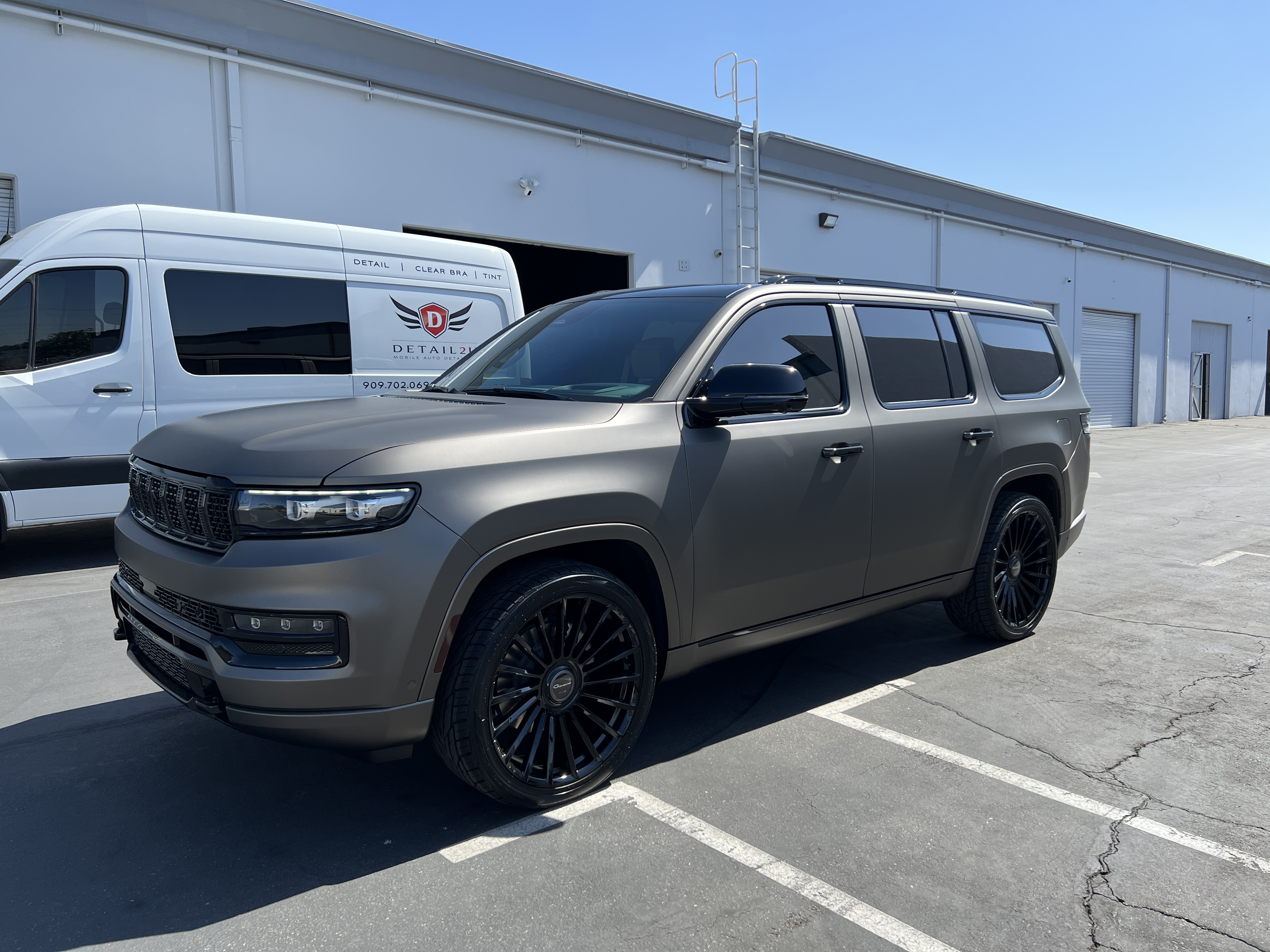 Vinyl wrap and chrome delete by Detail 2 U in Rancho Cucamonga