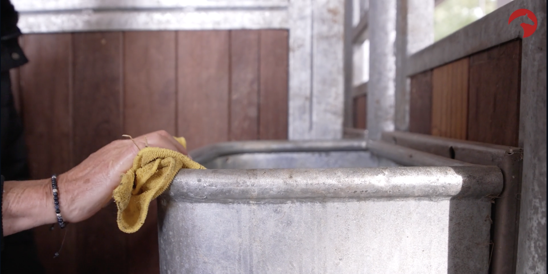 Futtertrog reinigen, Hygiene im Pferdestall