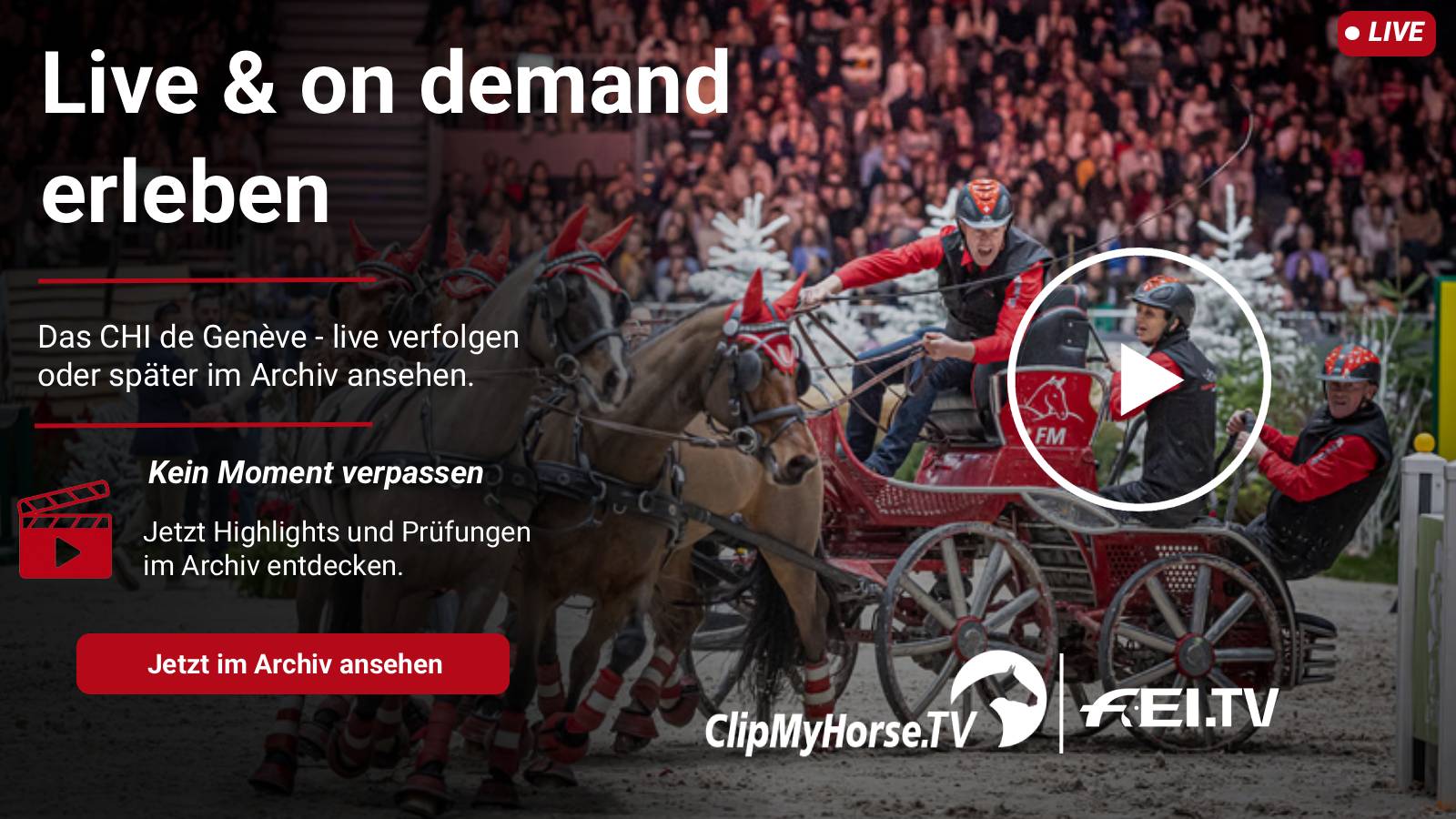 CHI de Genève mit Vierspänner im FEI Driving World Cup – live und on demand auf ClipMyHorse.TV und FEI.TV