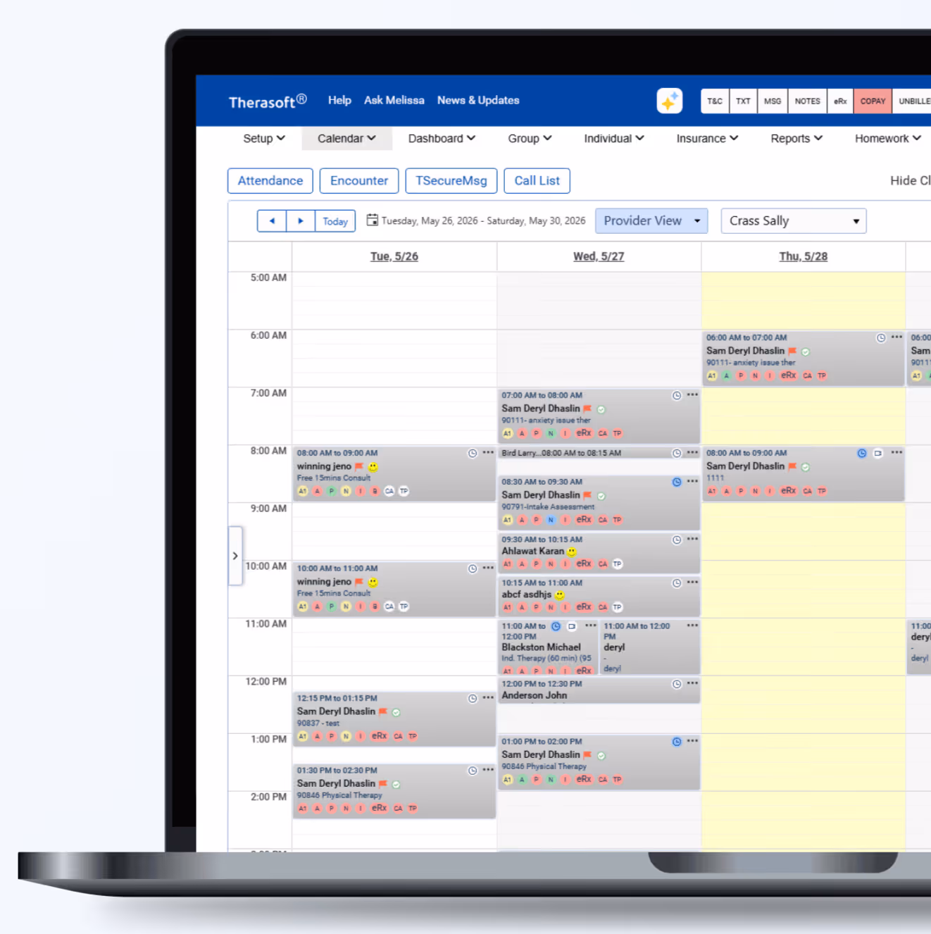 The legacy image of Therasoft's calendar