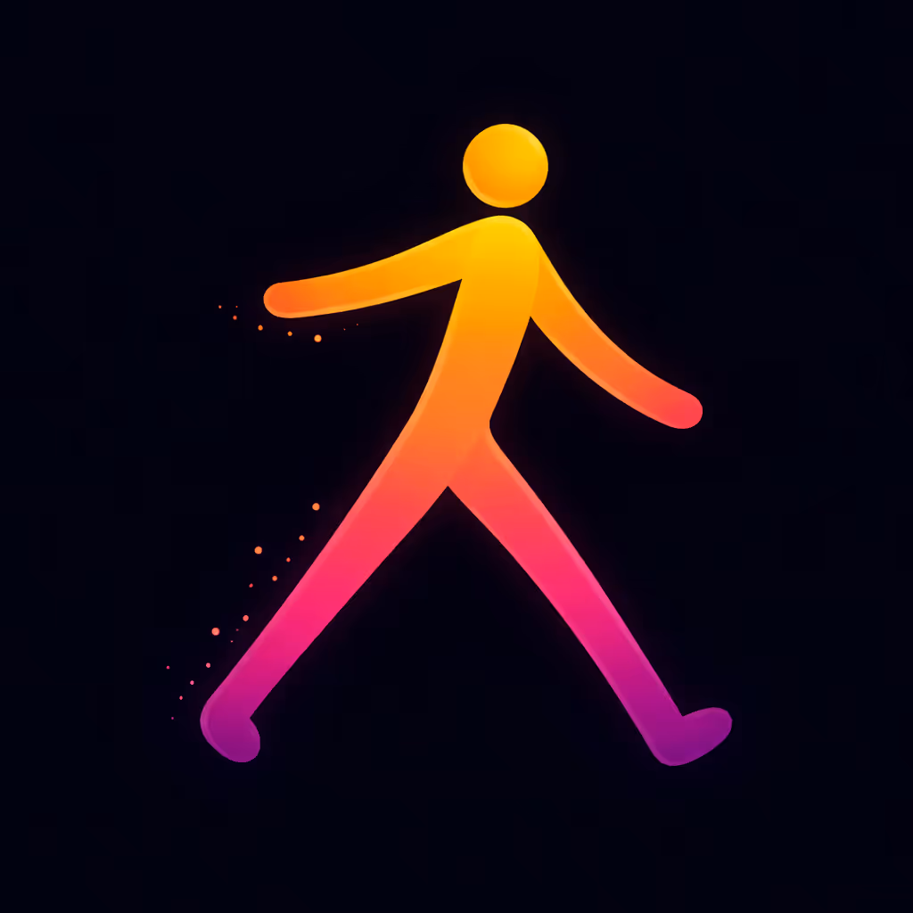 Animation Icon Glowing gradient icon of a person walking