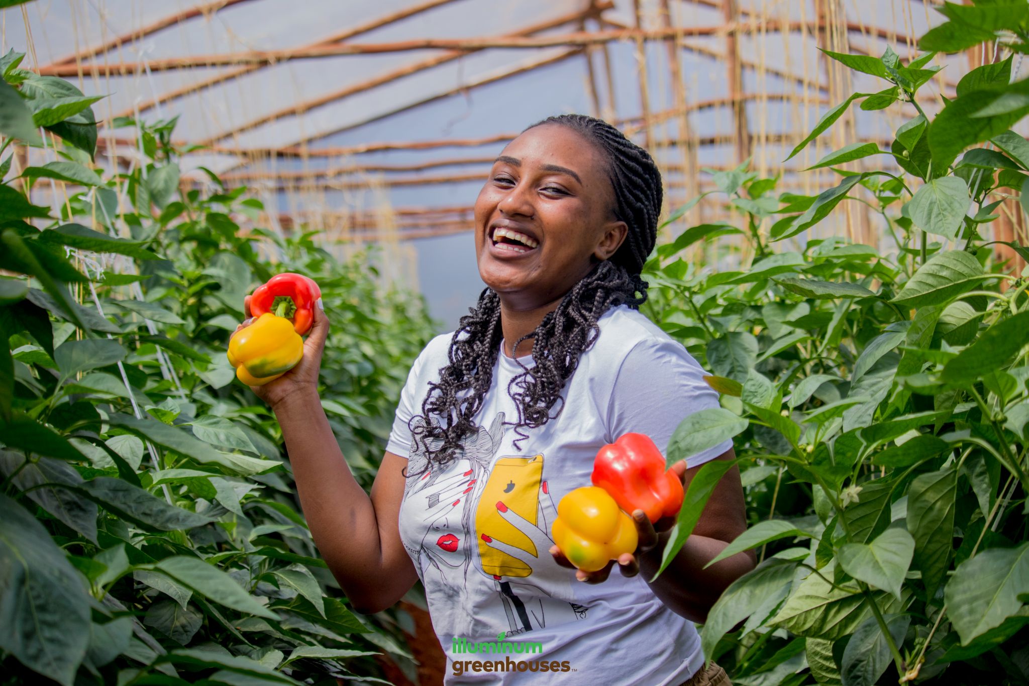 A Kenyan farmer using Synnefa smart farming technology in the field
