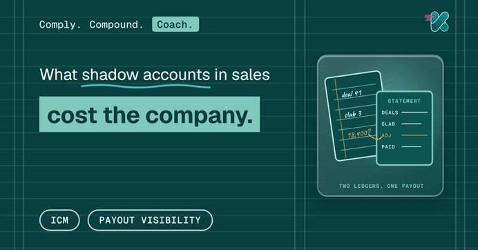 What shadow accounts in sales cost the company, beside a glass panel showing a rep's handwritten ledger next to the company statement with one line that does not match, marked in amber.