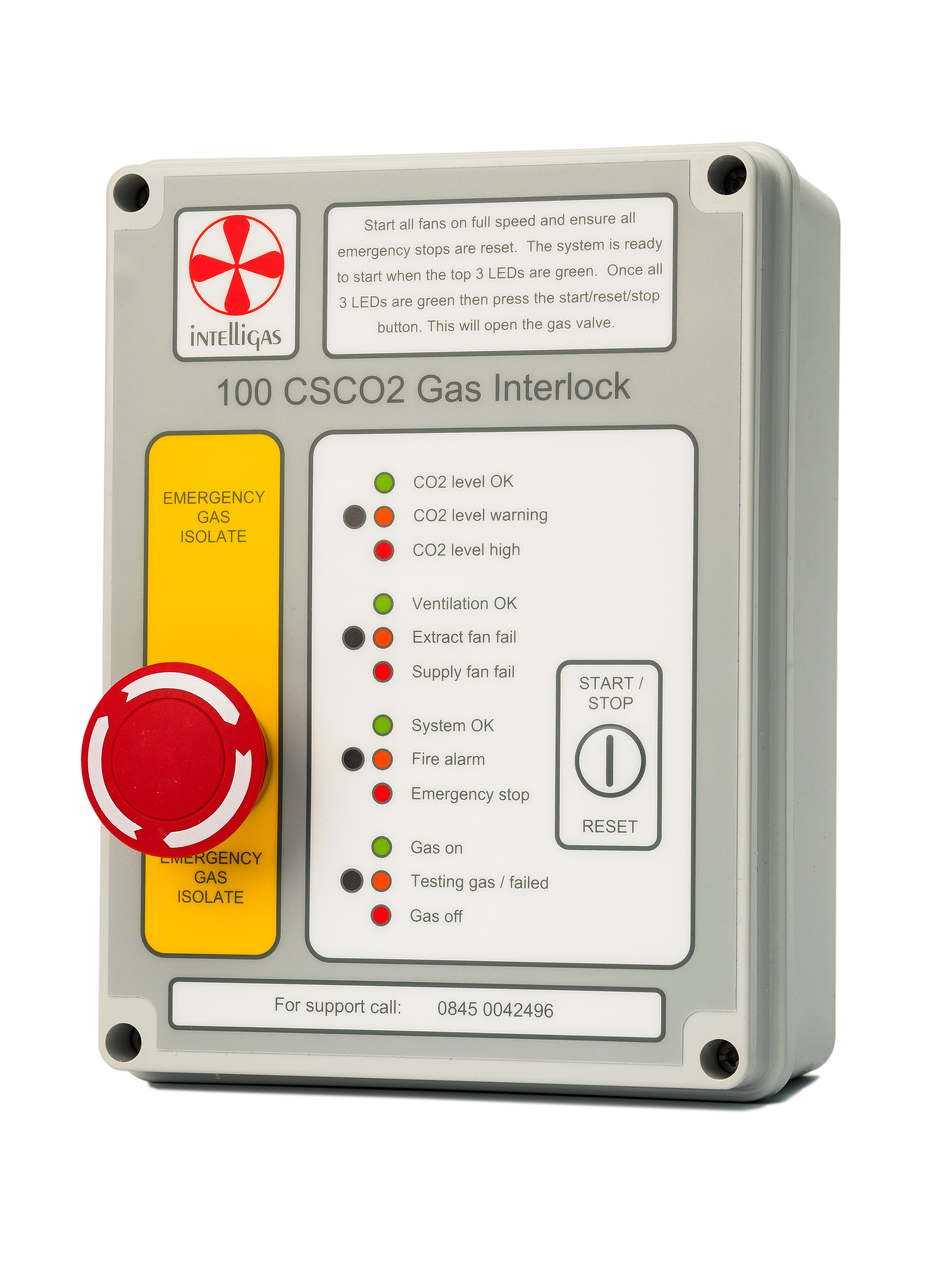 All the features of our popular 100CS model but with the added feature of a CO2 input for use with out co2 detector.