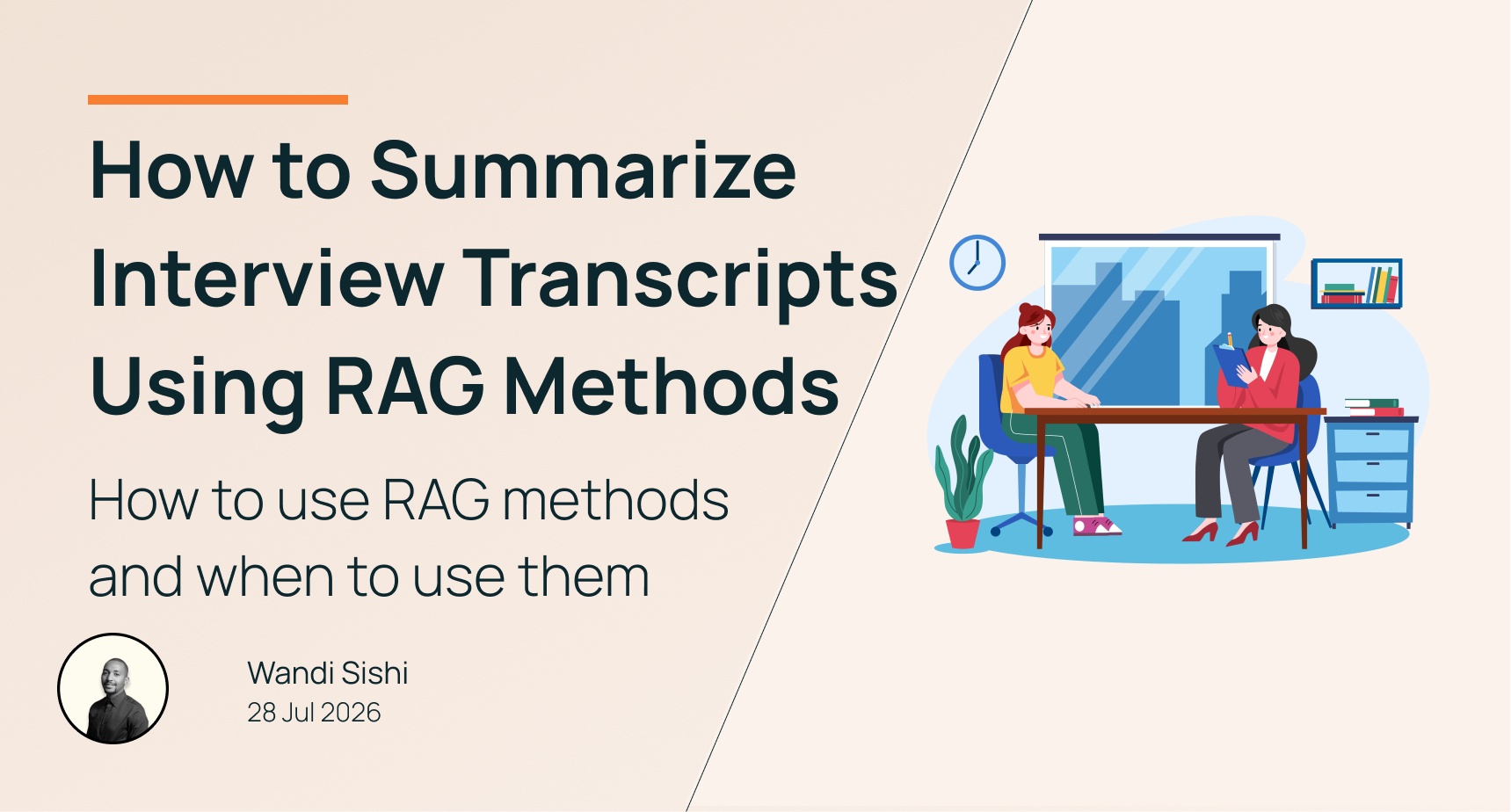 Diagram of a RAG pipeline for summarizing interview transcripts