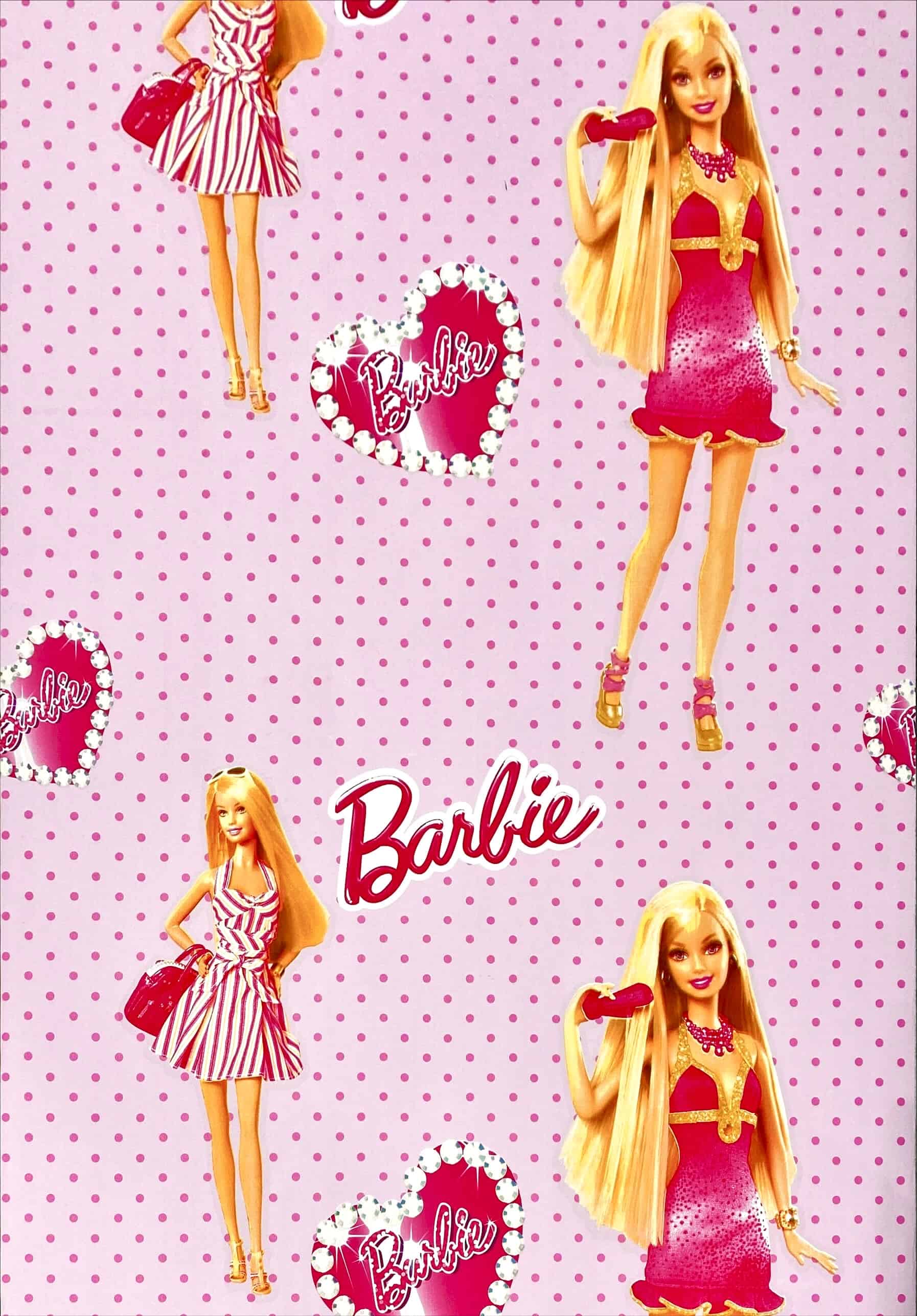 cartoon character Barbie pattern wall covering