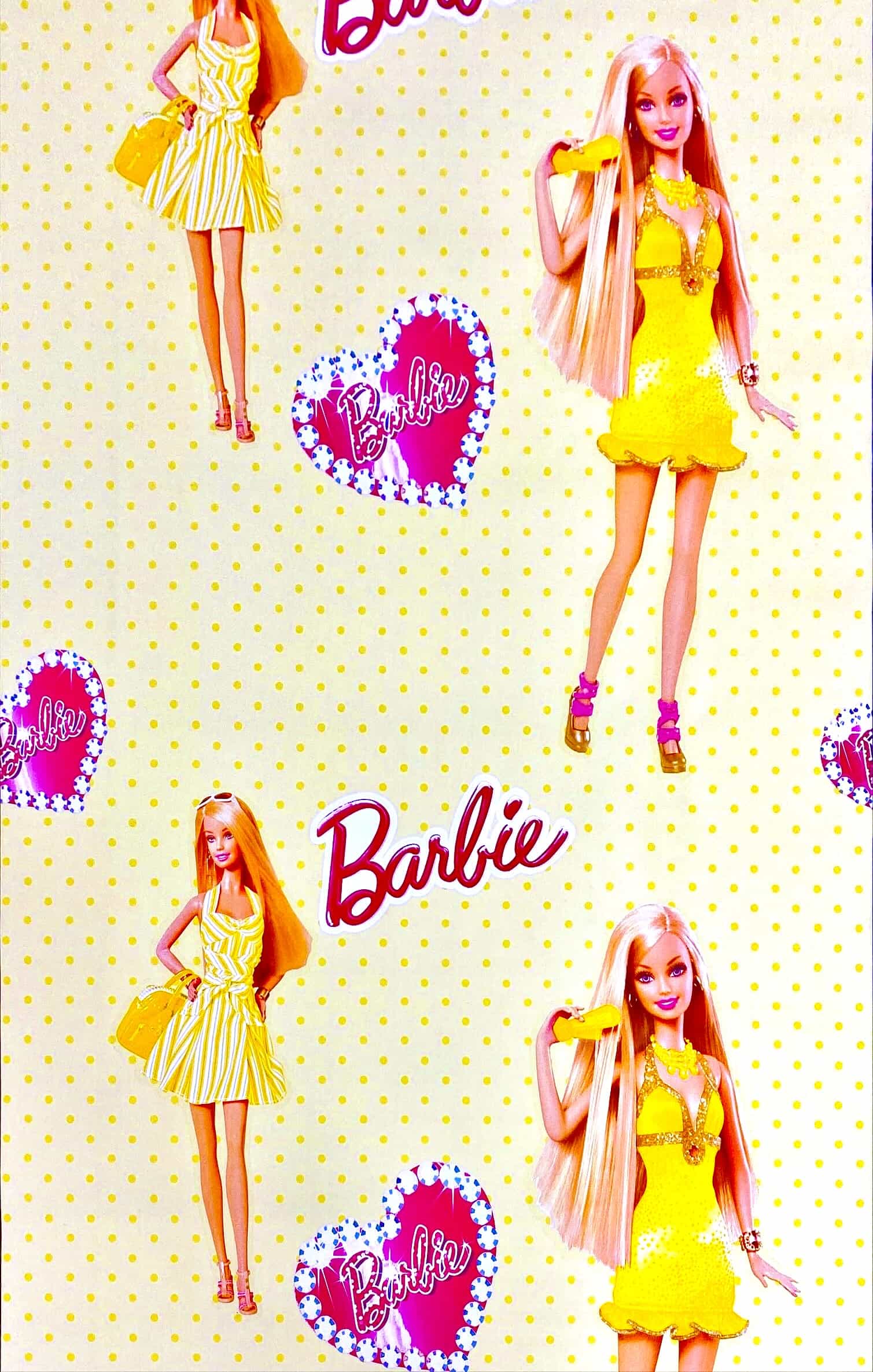 cartoon character Barbie pattern wall covering in a room