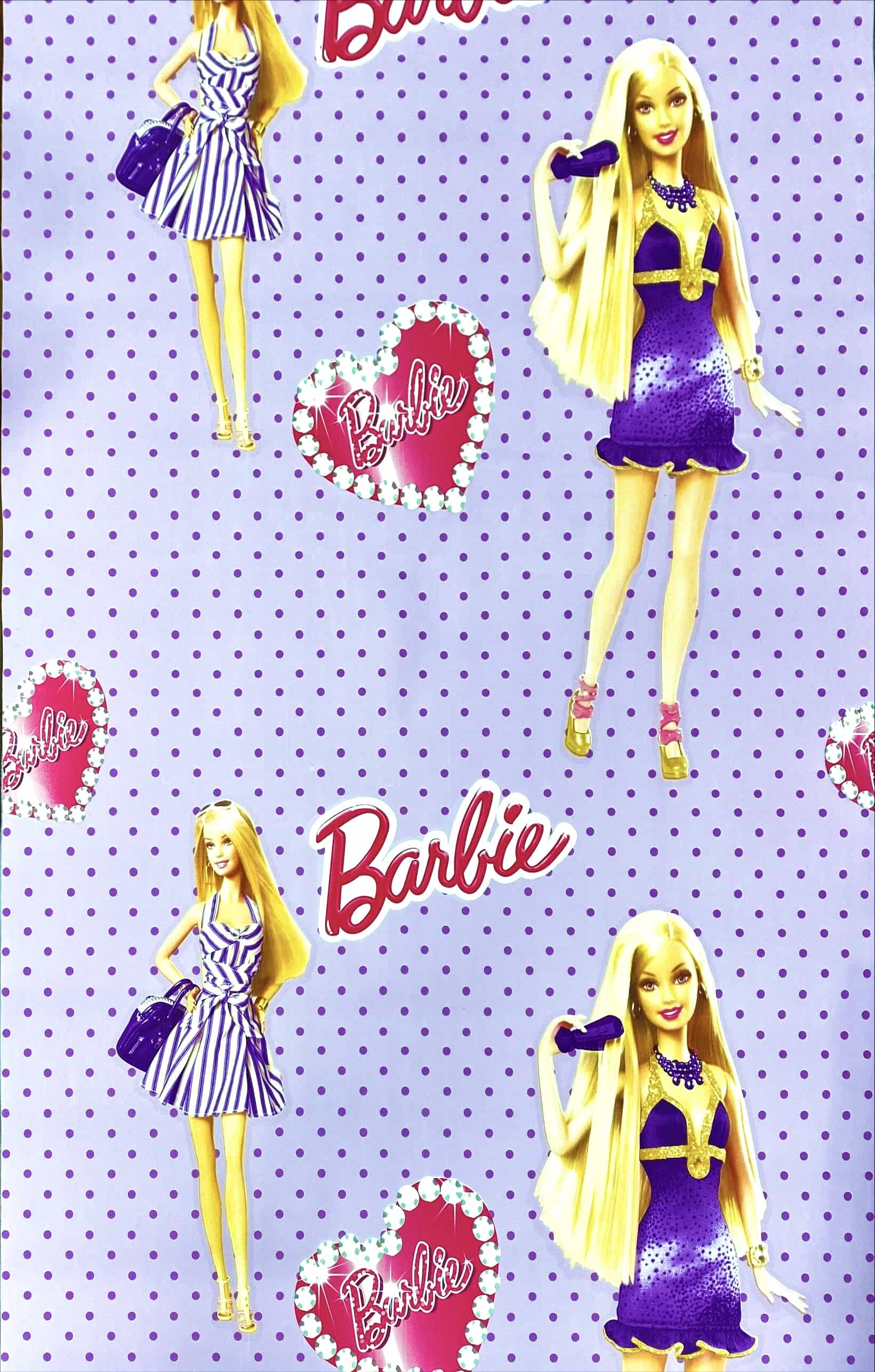 cartoon character Barbie pattern wall covering in a room