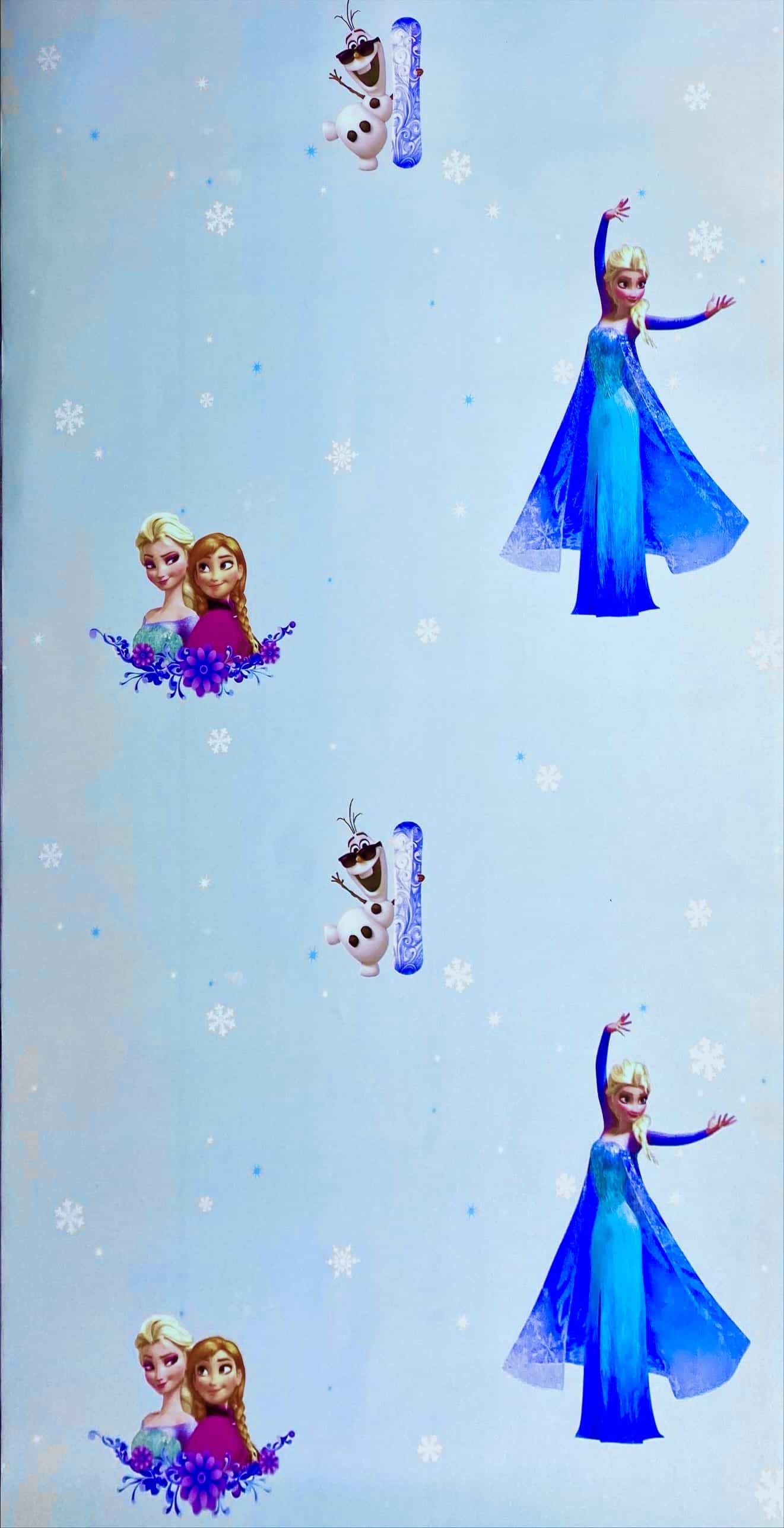 cartoon characters of movie Frozen in wall covering pattern