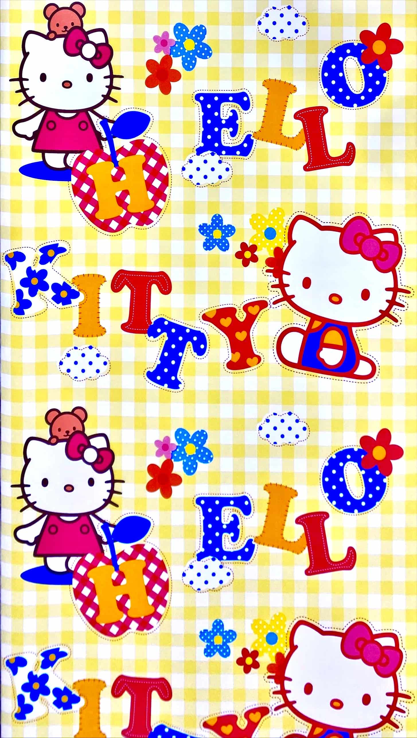Character Hello Kitty in wall covering pattern in a room
