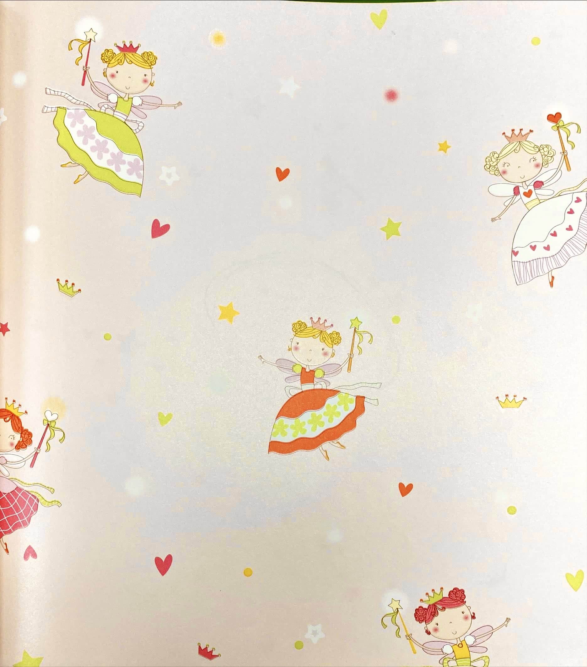 Fairy characters pattern in wall covering in a room