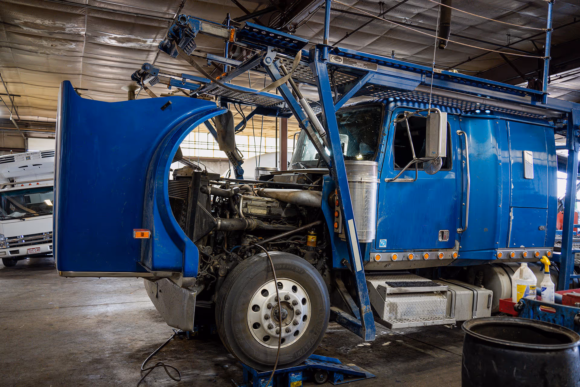 Mechanic doing repair of a heavy duty diesel truck at Schroeder Truck Repair
