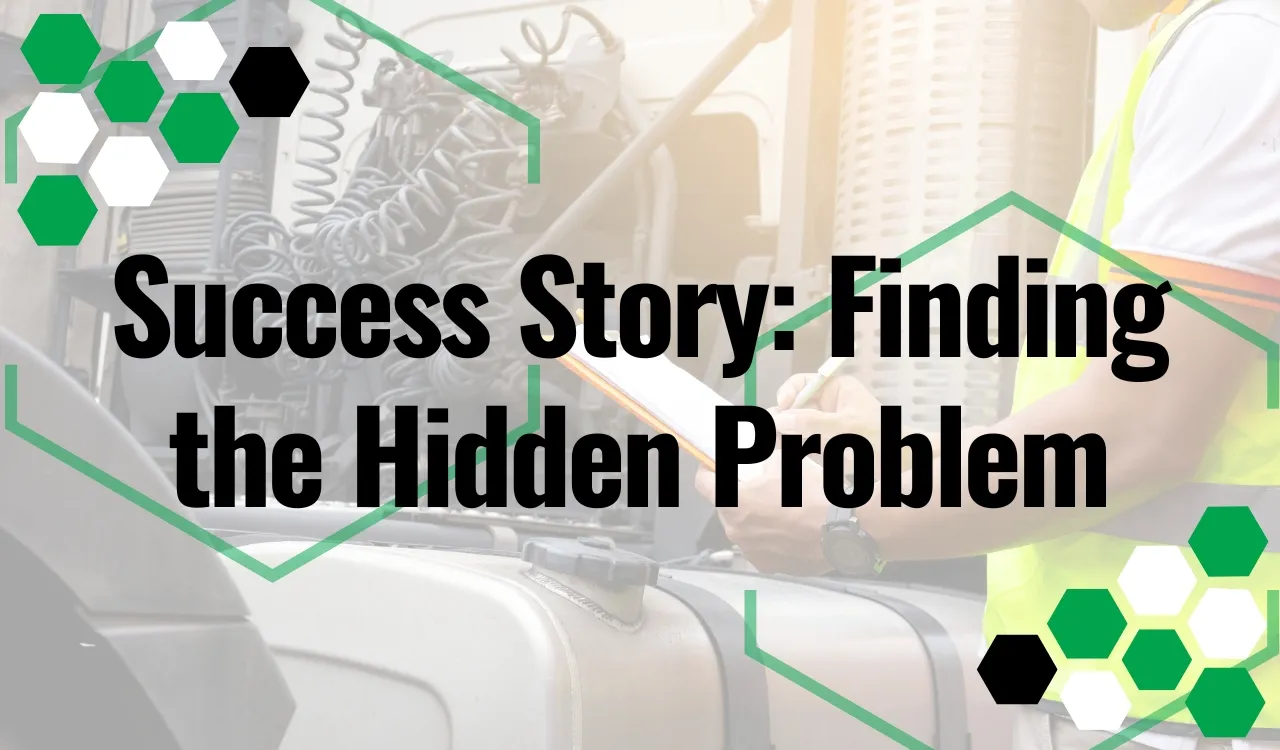 Heavy duty truck repair team inspecting a fuel tank