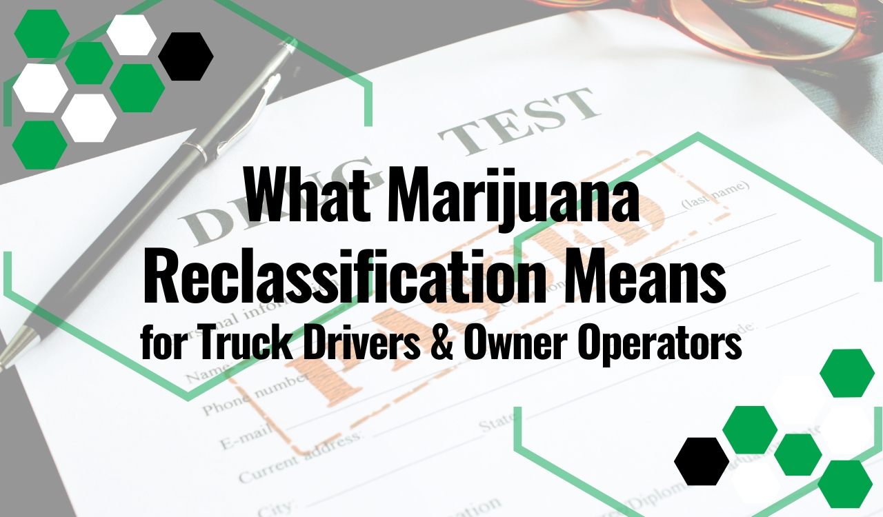 Heavy Duty truck repair mechanic working on diesel truck with marijuana policy update text