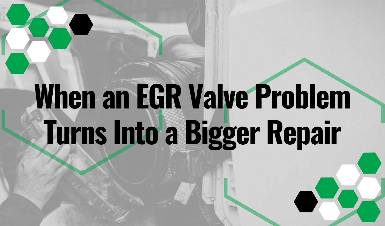 EGR service showing technician removing dirty air filter housing from heavy-duty engine intake system.