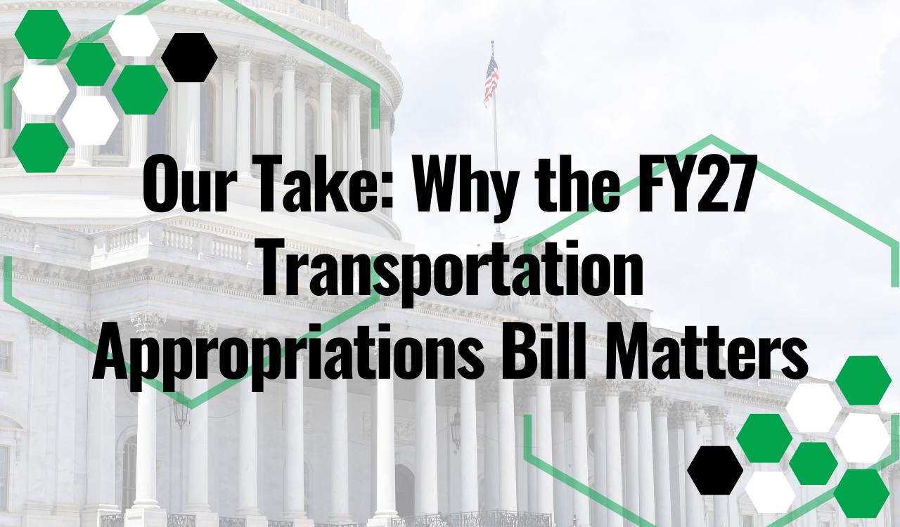 Commercial semi trucks parked at a truck stop representing truck parking funding in the FY27 Transportation Appropriations Bill