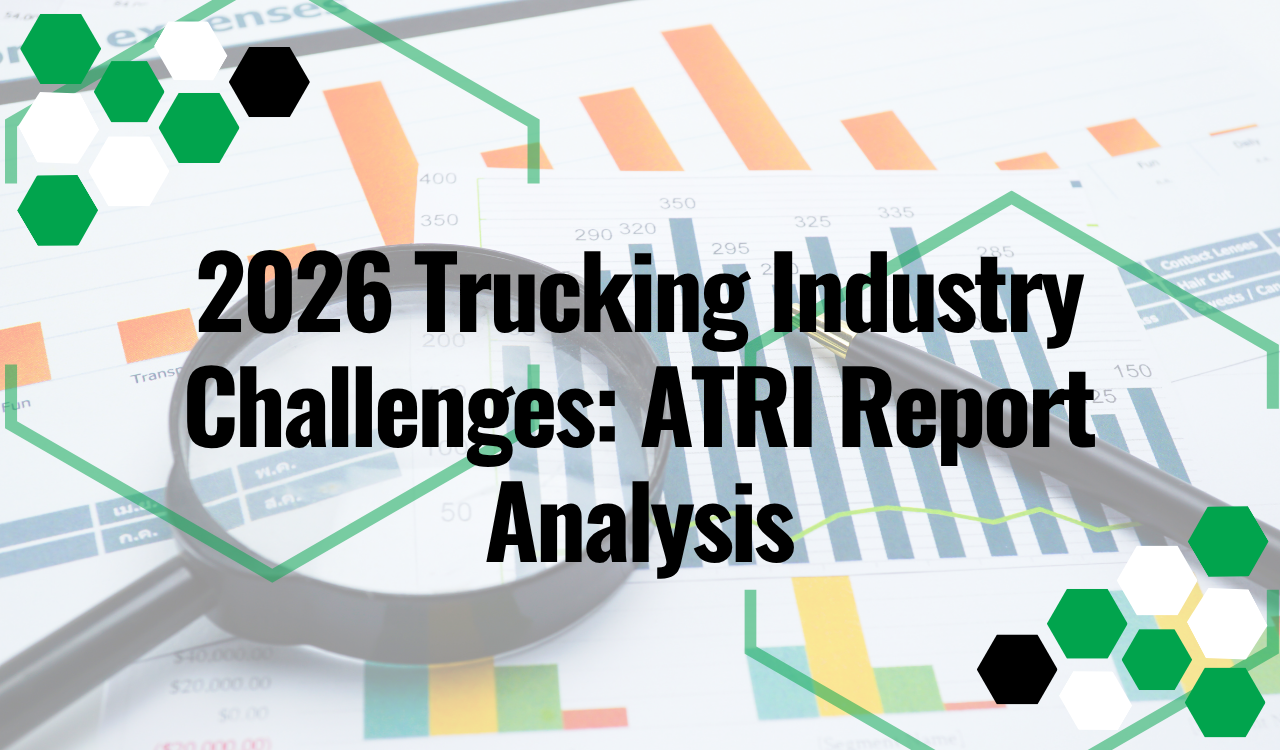 Heavy-duty semi trucks at a commercial truck repair facility highlighting 2026 trucking industry challenges