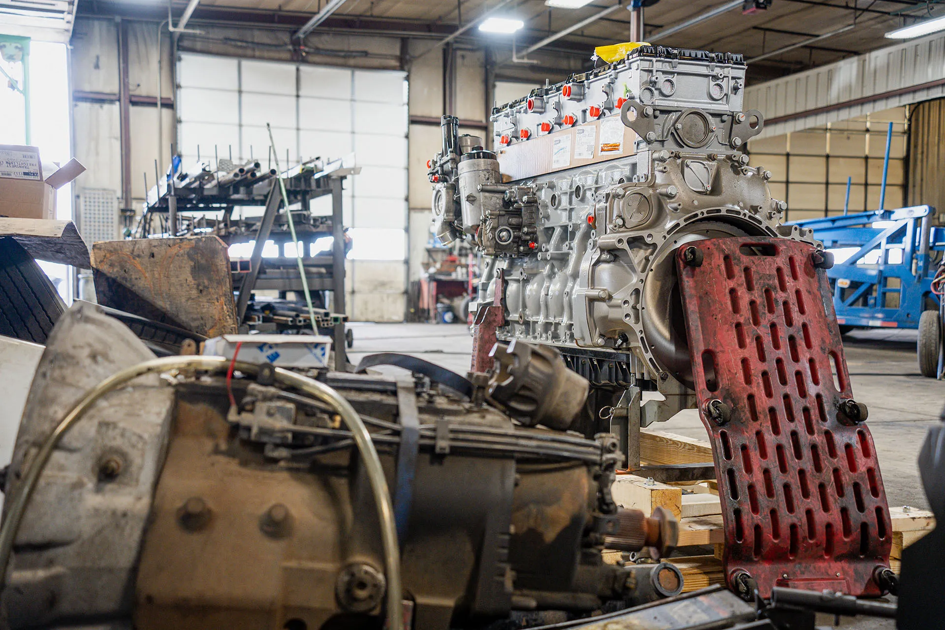 Inside of the shop at Schroeder Truck Repair
