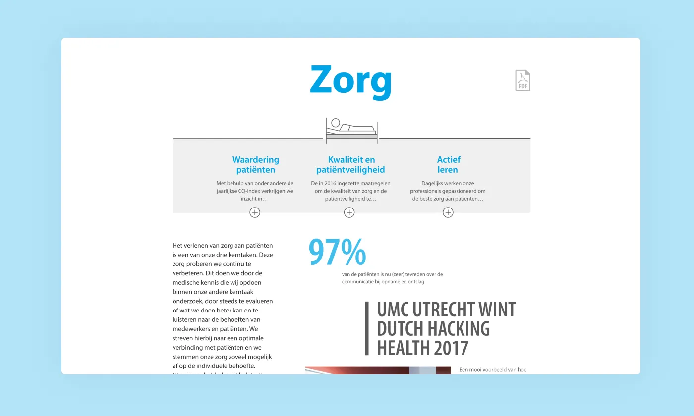 In this digital infographic, UMC Utrecht shows their achievements in 2017.