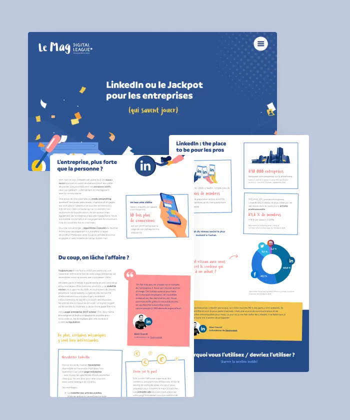 This online magazine shares everything you need to know to become a pro on LinkedIn. Interactive elements, animations and actions turn this into an engaging digital experience.