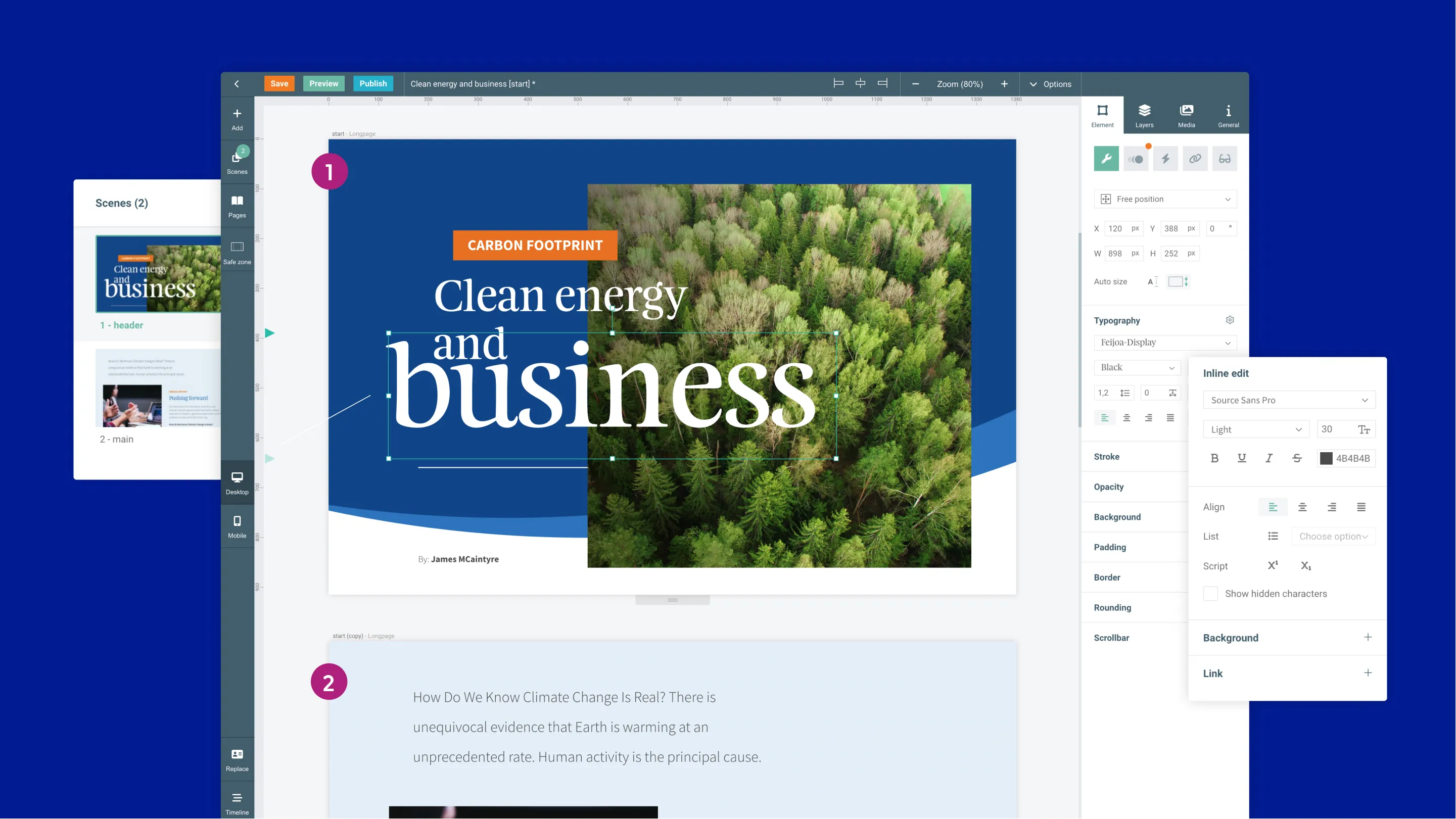 Improved text editing and multi-scene capabilities