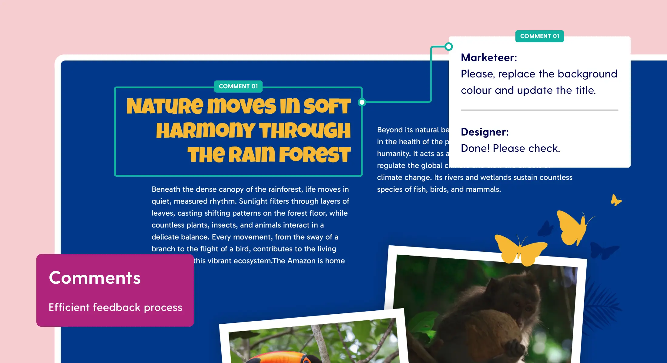 Add comments on previews and resolve them within the Pro editor