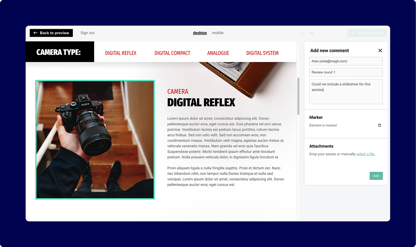 Screenshot of commentary mode