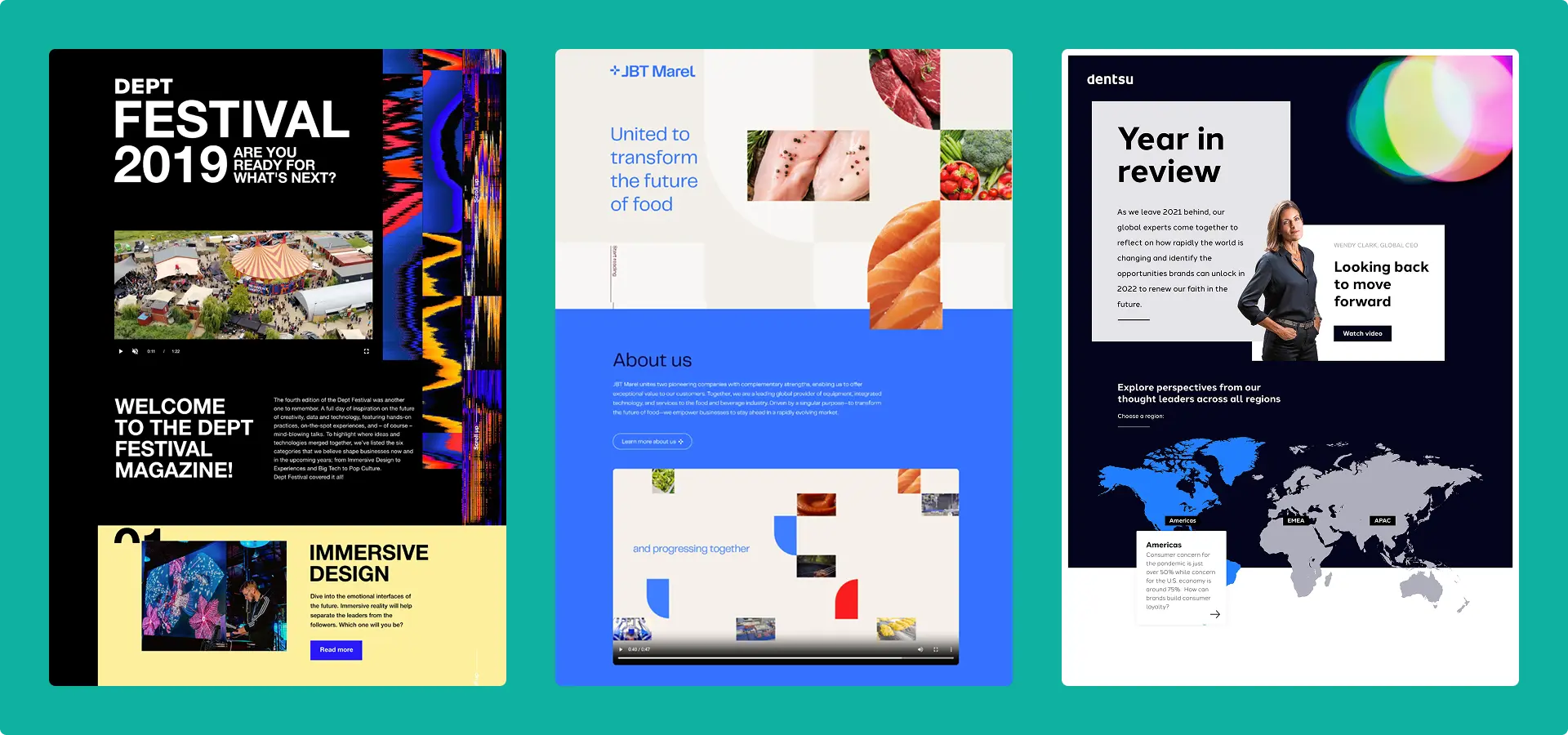 Screenshots of various formats of interactive publication created in Maglr platform