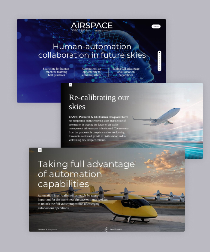 This interactive magazine displays the latest updates of CANSO in their efforts to unite the world of air traffic management.