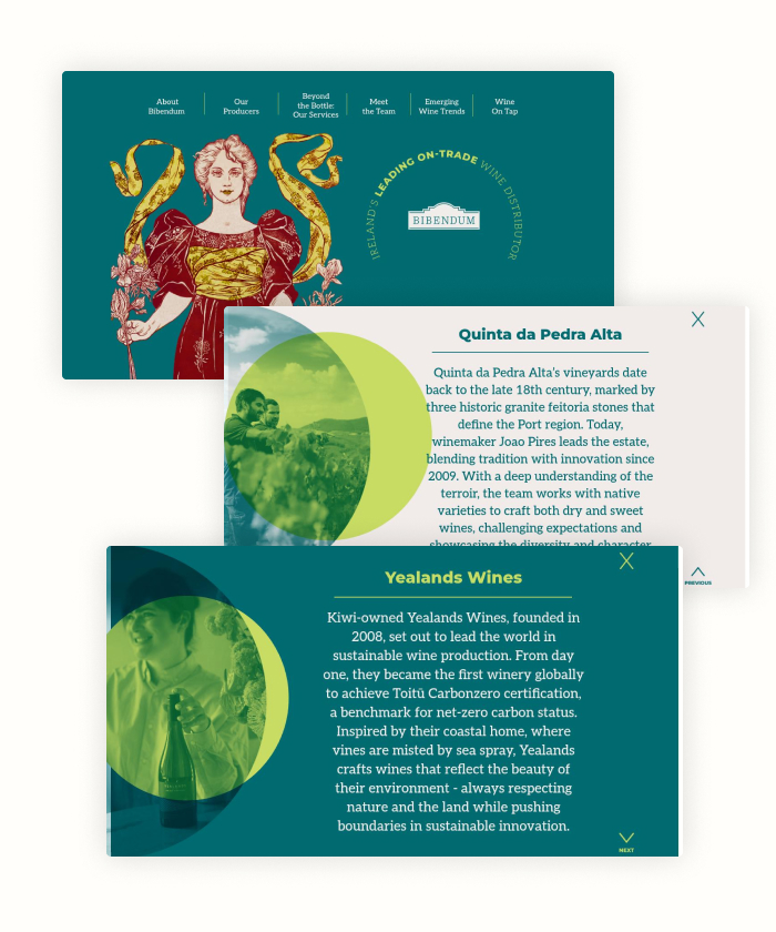 This digital platform showcases Bibendum's diverse wine portfolio, industry insights, and innovative solutions like sustainable wine-on-tap systems.