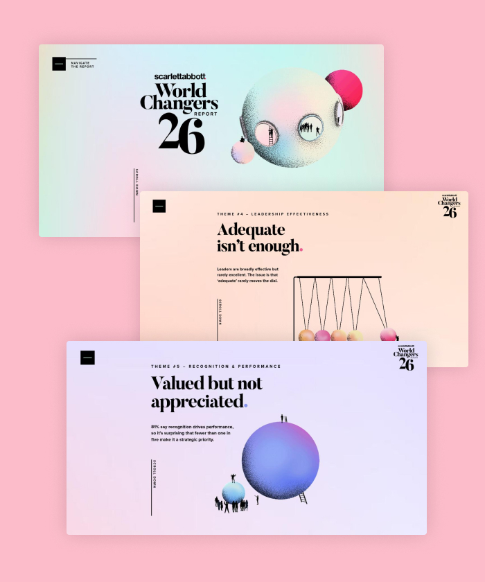 World Changers 2026 is scarlettabbott's annual world-of-work report, drawing on 750+ senior HR and comms leaders to map what shapes employee experience.