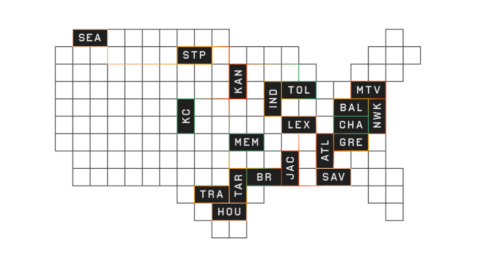 A map of cities united partner jurisdictions