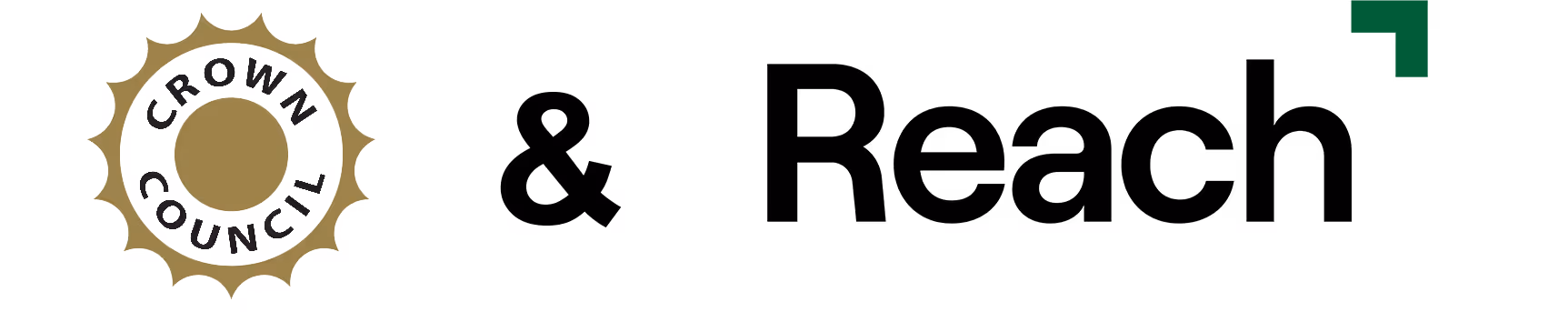 Crown Council logo with a stylized gold sun shape and black text '& Reach' next to it.