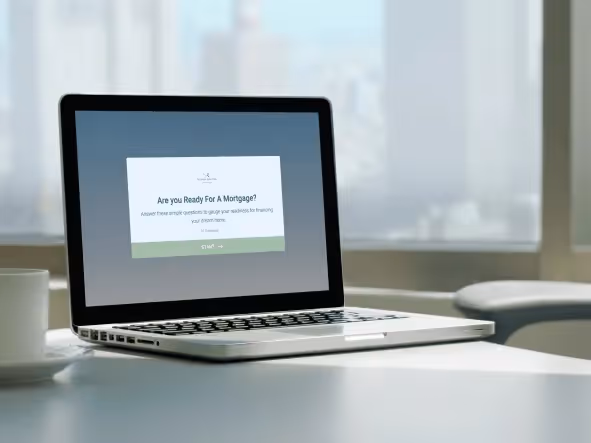 An image of a laptop with a quiz from The Sherry Riano Team about Mortgage Readiness