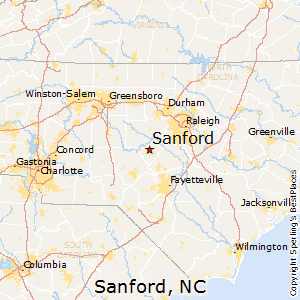 Map of Sanford, North Carolina