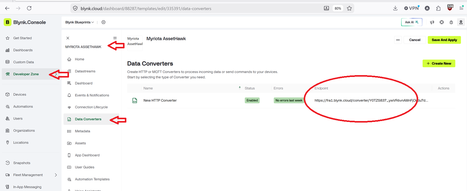 Blynk — Data Convertor Endpoint