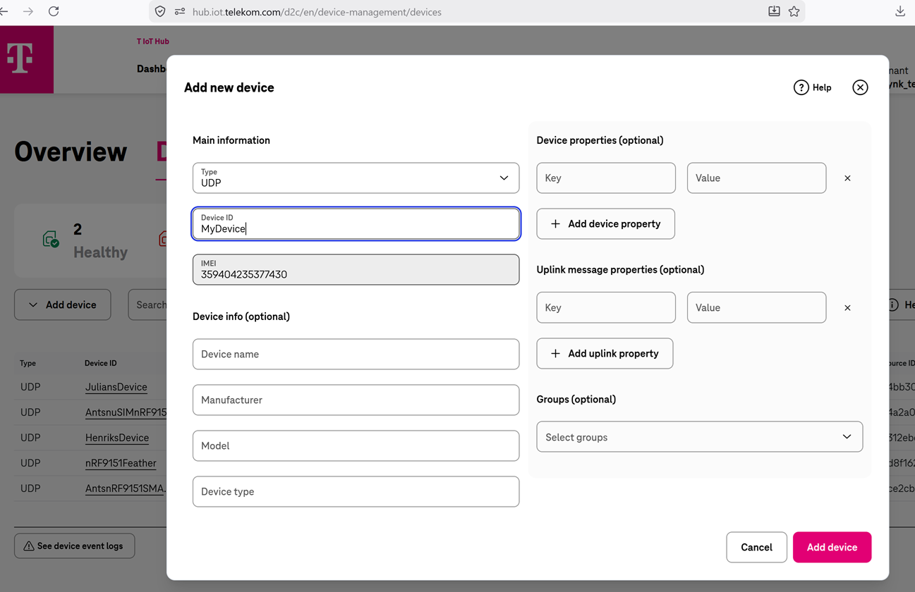 D2C — device creation