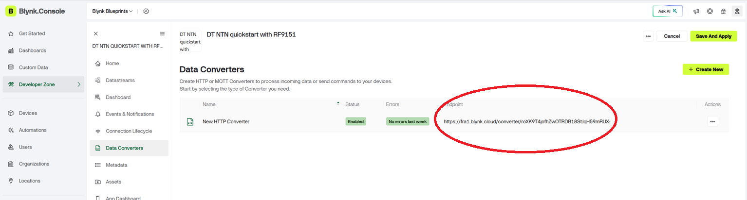 Blynk — Data Converter Endpoint