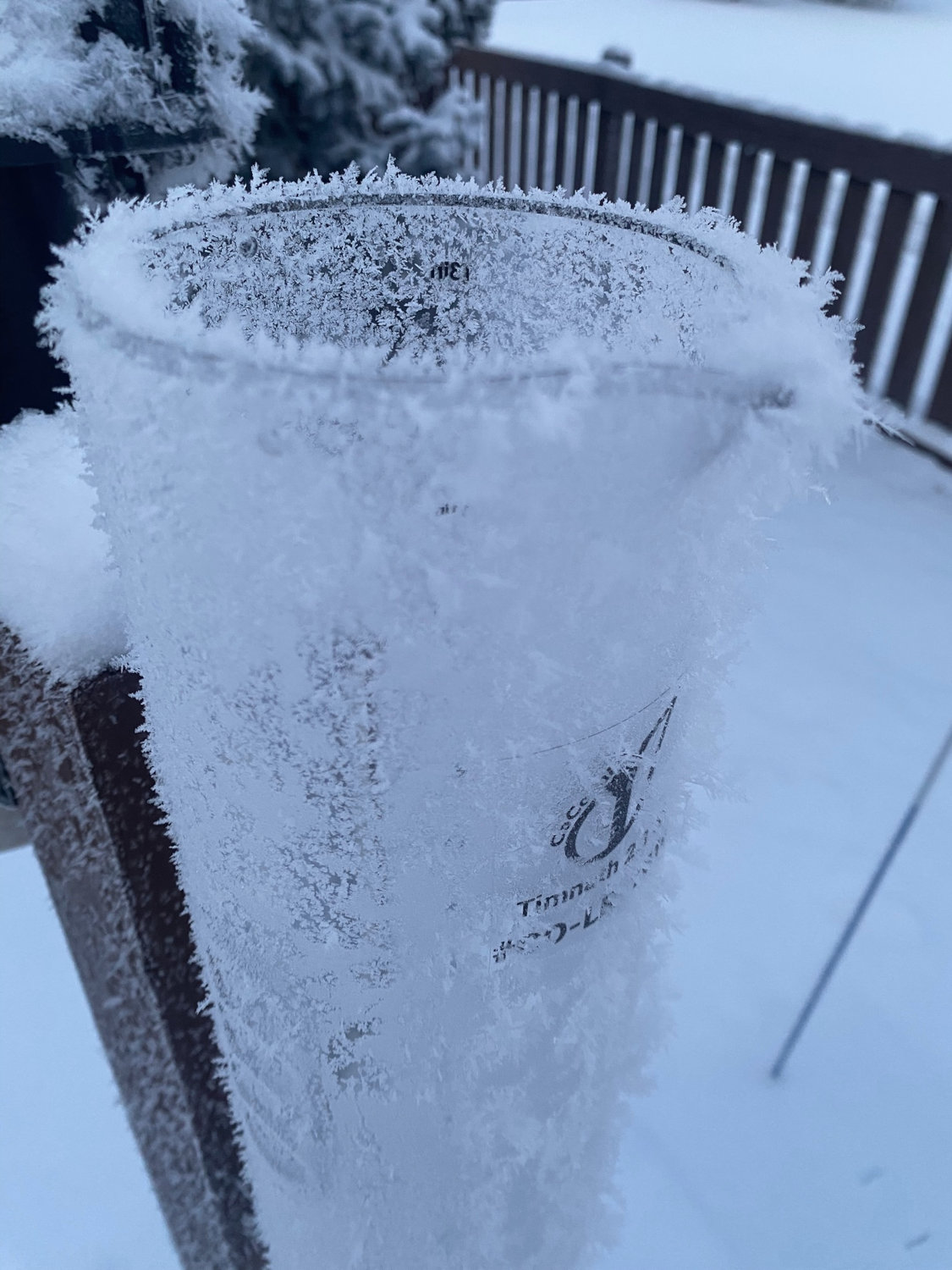 The TROPO Gauge outer tube covered in frost.
