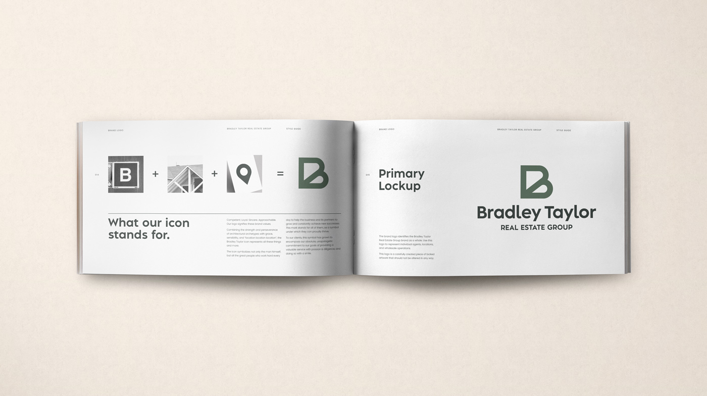 Bradley Taylor style guide laying open on a table.