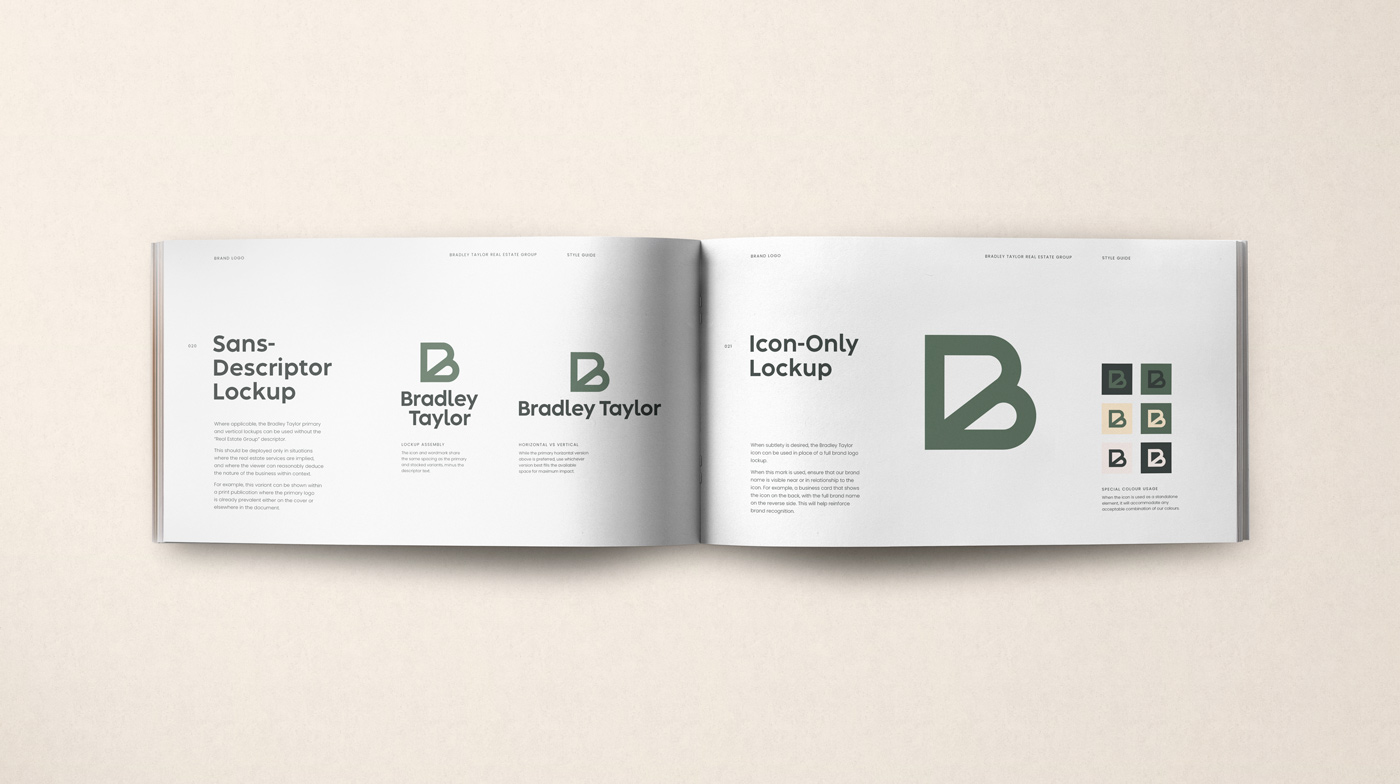 Bradley Taylor style guide laying open on a table.