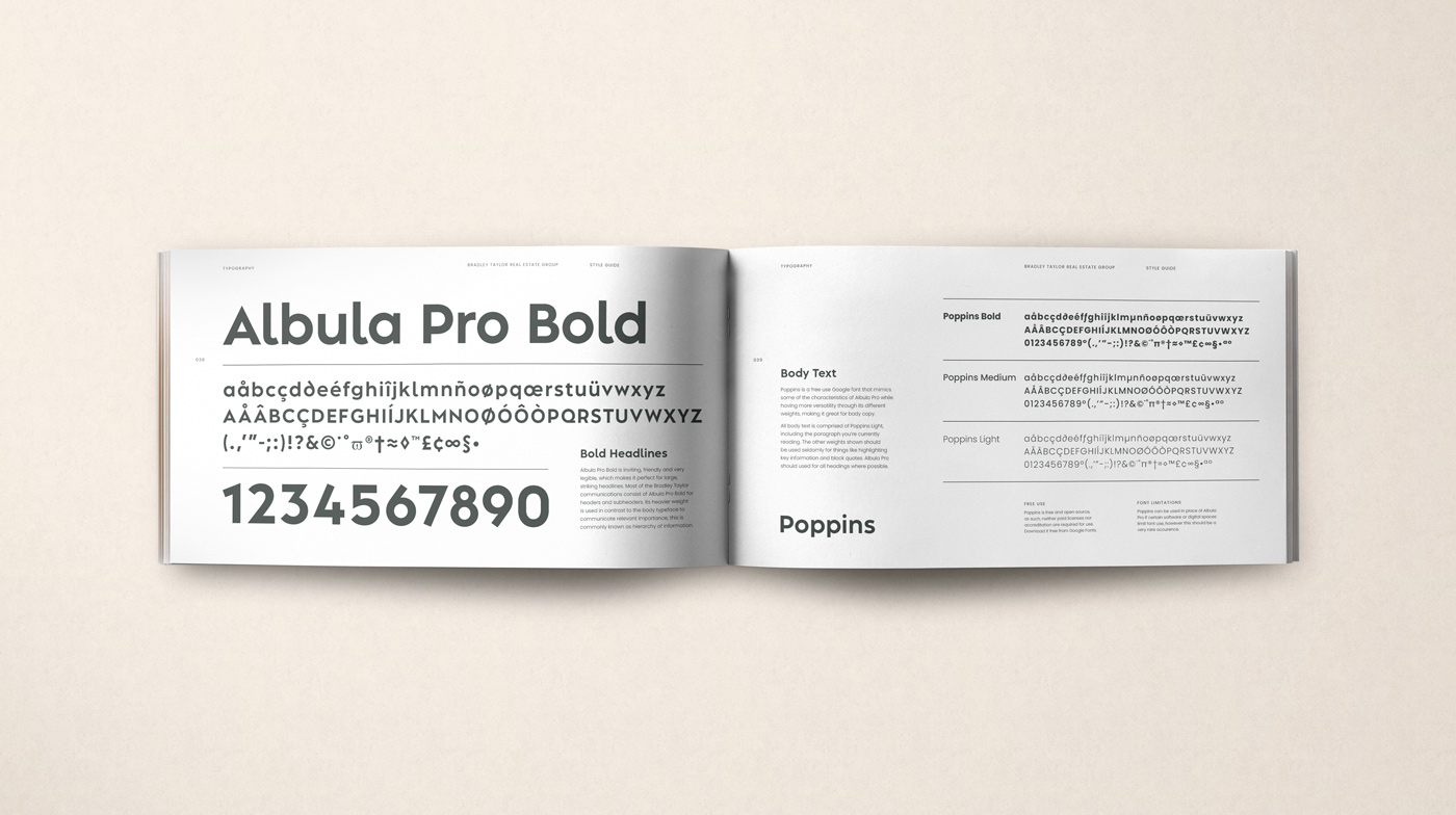 Bradley Taylor style guide laying open on a table.