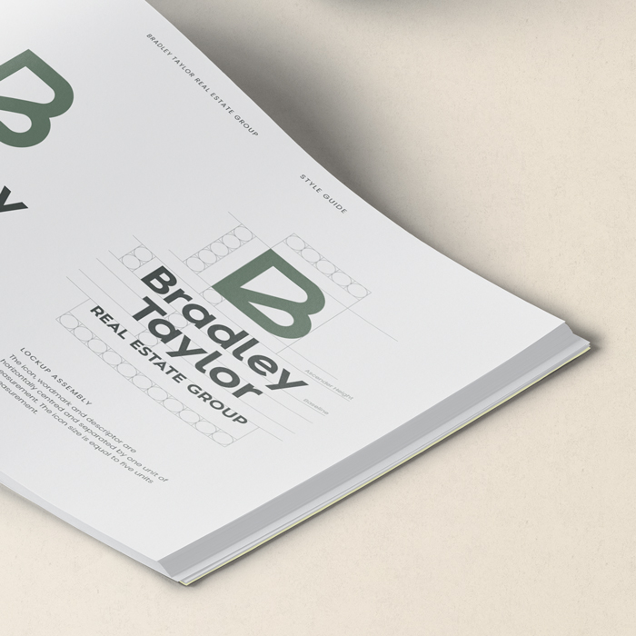 Corner page from the Bradley Taylor style guide book.