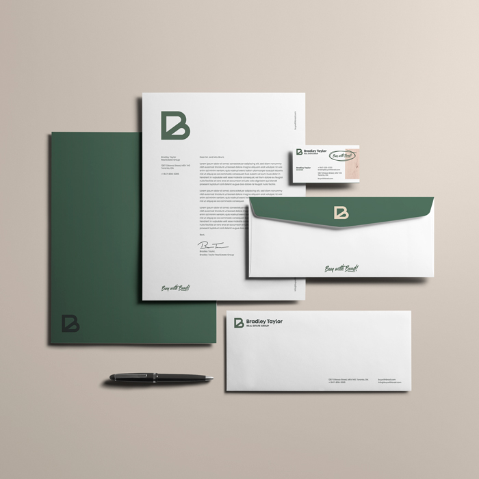 Arrangement of stationery created for Bradley Taylor.