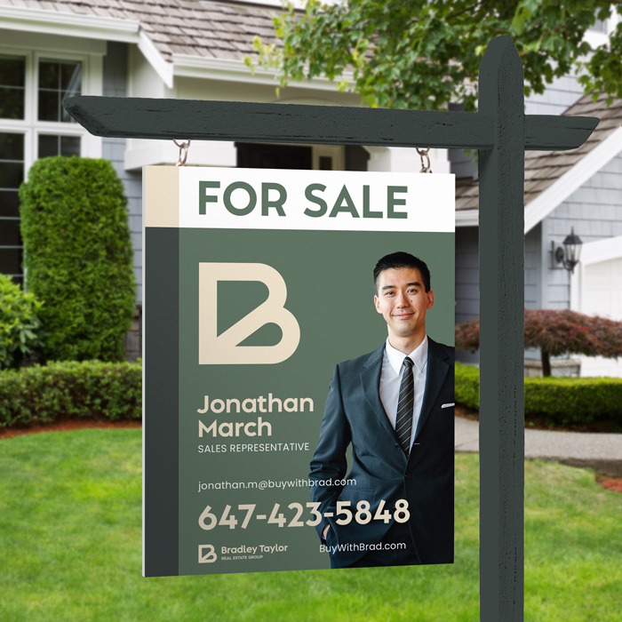 Bradley Taylor real estate lawn sign showing Jonathan March.