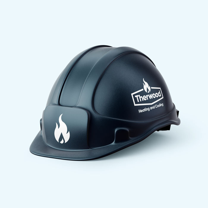 Therwood branded construction hard hat.