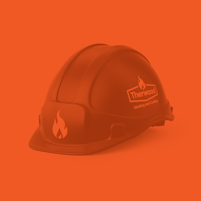 Therwood branded construction hardhat.